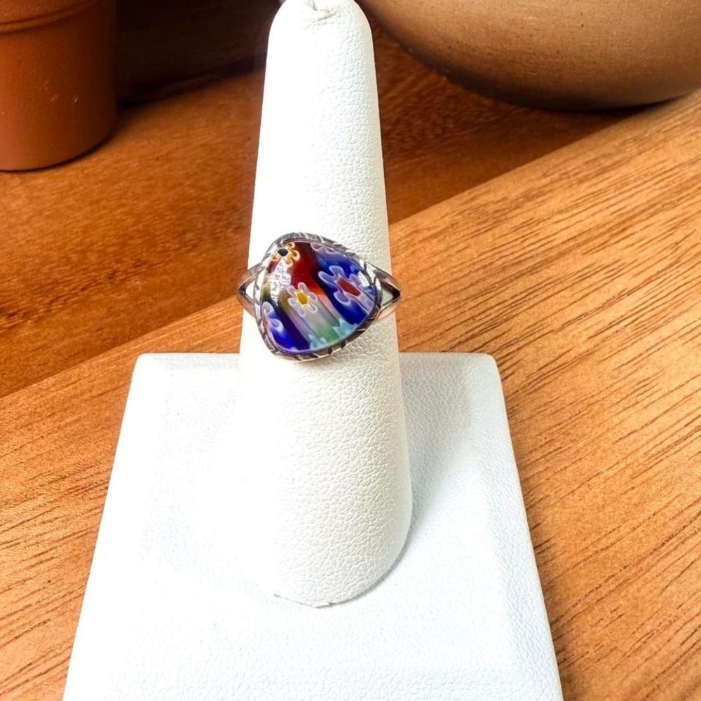 Murano Glass Ring - Size 7 - .925 Sterling Silver
